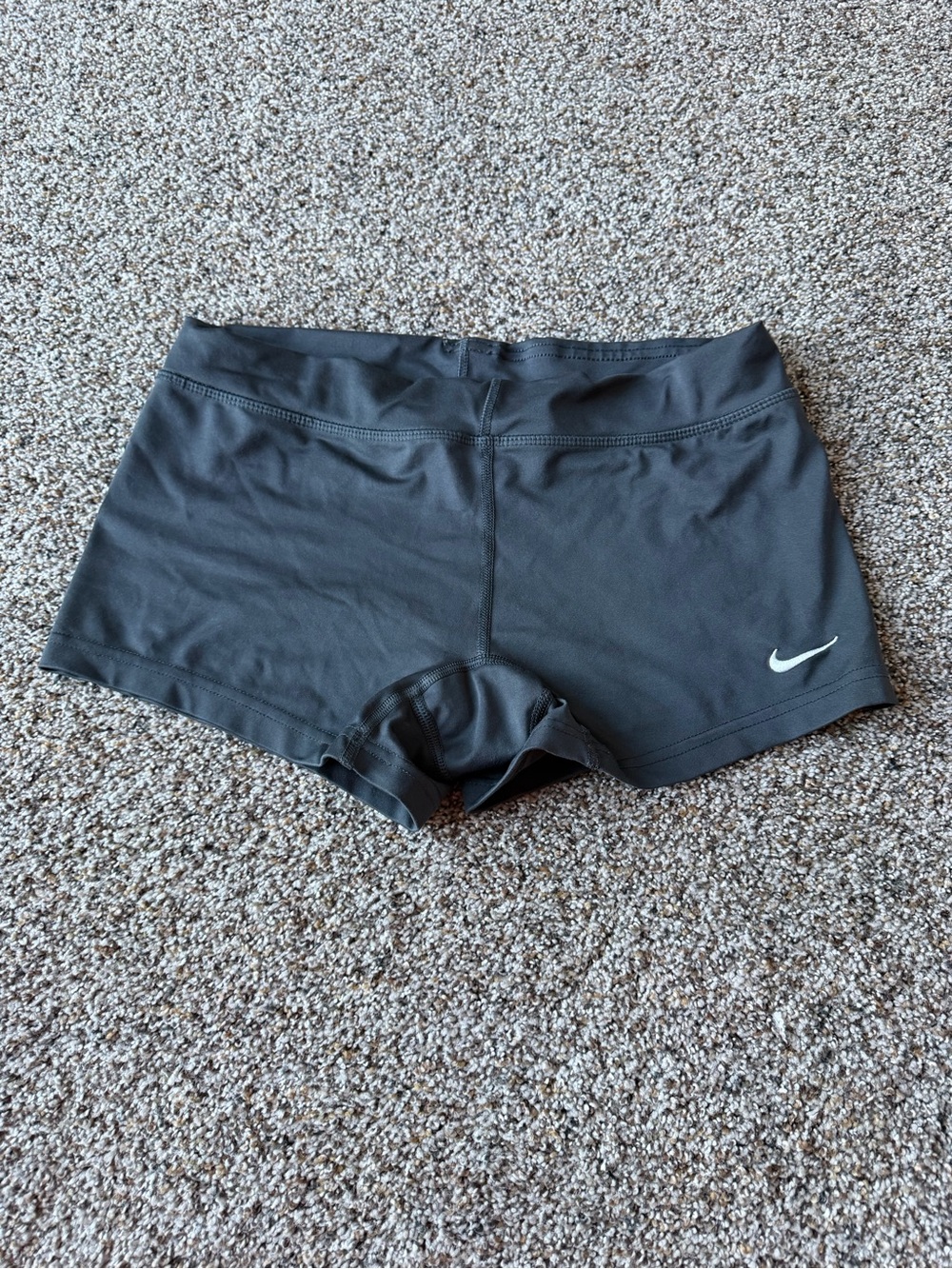 Nike Dri-FIT Womens Medium Black 3 Inch Compression Shorts White Swoosh Workout